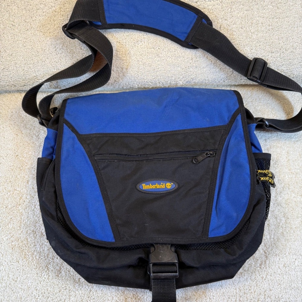 Timberland Blue Black Messenger Bag Shoulder Bag Travel Carry On‎